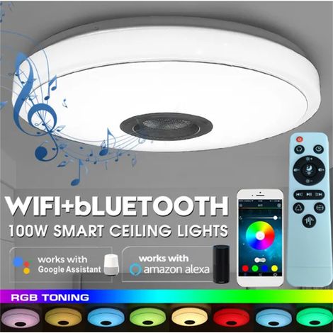 Plafonnier de salon, lampe LED à changement de couleur RVB, contrôle audio Bluetooth, adapté aux rassemblements et aux lampes d'ambiance de fête (1/5)