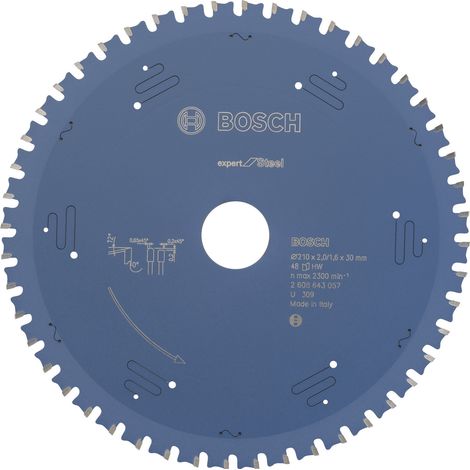 Bosch – Lame de scie circulaire pour acier 210 mm – Alésage 30 mm – 48 dents – Coupe nette sans éclat – Longévité accrue