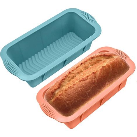 2-Piece Silicone Bread Molds, Cake Mold, Rectangular Non-Stick Molds for Cakes, Pastries, Baking, DIY Pastries, Bread Baking - 25 x 13.2 x 7 cm (1/5)
