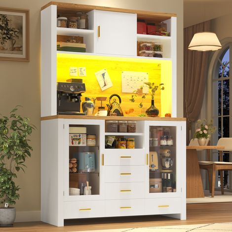 Aparador cocina con LED y cajones MDF 120x40x188 OKMYHOME (1/5)