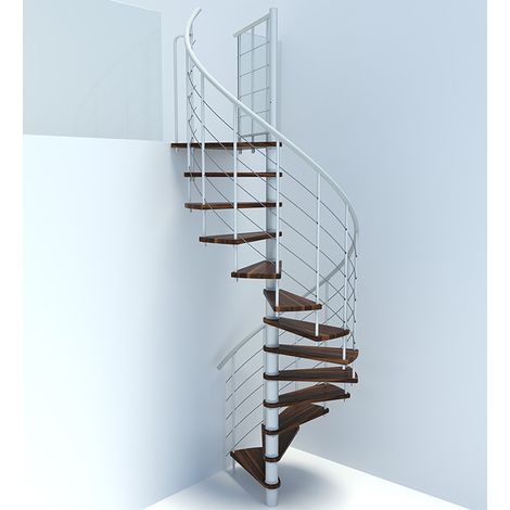 Minka Spindeltreppe Venezia Smart 38 - 305,5cm Geschosshöhe Walnuss Weiß 160cm Durchmesser (1/5)