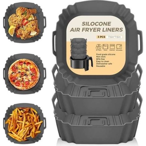 FEUILLE DE CUISSON - TAPIS DE FOUR - TOILE DE CUISSON 3 Pièces Silicone Moule Air Fryer Accessoires Réutilisable Friteuse Air Chaud (1/4)