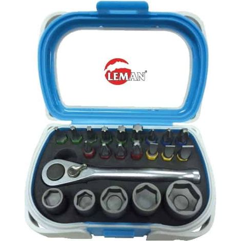 LEMAN Coffret 22 pièces (16 embouts + 5 douilles + 1 cliquet) - 56022 (1/2)