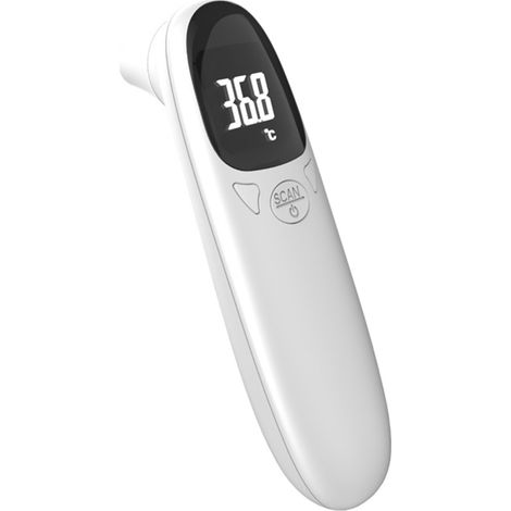 Termómetro digital de doble sonda para medir la temperatura en la frente y el oído. Sensible y preciso. Pantalla retroiluminada. Medición sin contacto.