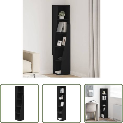 Rangement salon - Meuble d'angle Noir 27,5x27x140cm Bois d'ingénierie (1/5)