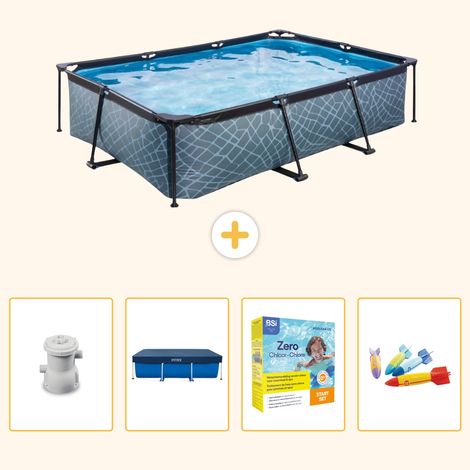 Exit-toys Piscine Exit Rectangulaire - Effet Pierre - 300x200x65 cm - 5-pièces S231 (1/5)