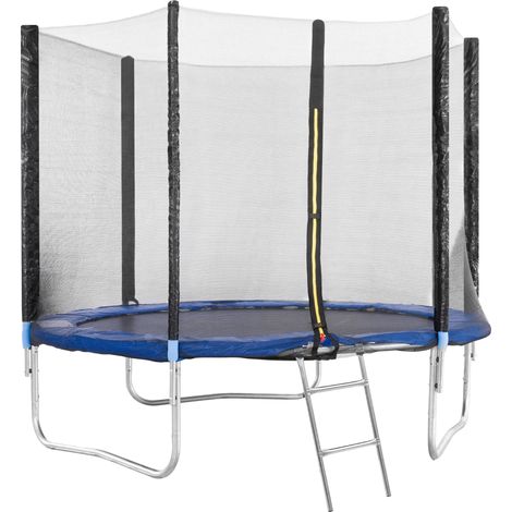 Trampolino Diametro 245 cm Tappeto Jumper Elastico con Rete di Sicurezza, 6 Pali Imbottiti, Scaletta e Rivestimento sui Bordi, Ideale per Giardino Balzo (Colore Blue E Nero) (1/5)