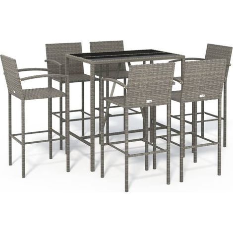 Maison Exclusive - Set da Bar da Giardino 7 pz Grigio in Polyrattan (1/5)