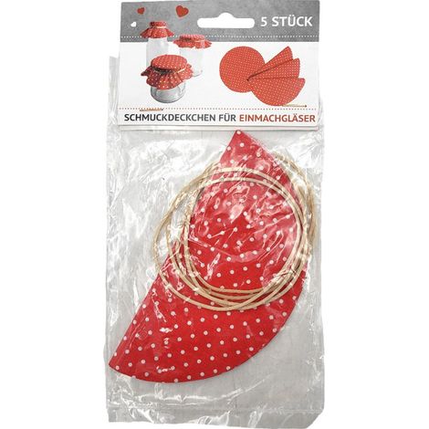 BURI Einmachglas Schmuckdeckchen 5 Stück rund mit Gummi Glashauben Stoffdeckchen (1/3)