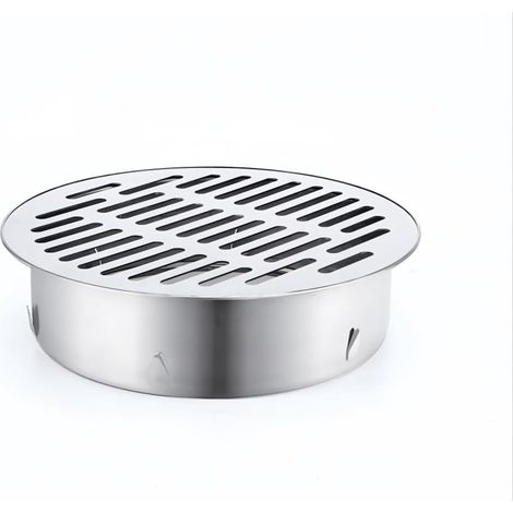 Floor Drain, Shower Drain, Round  Stainless Steel Floor Drain,Large Hollow Design Anti-Clog, Quick Installation, for Bathroom, Roof, Kitchen, Outdoor Balcony, Courtyard,(Flat Mouth ø200mm, Silver)