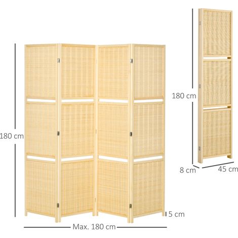 Paravent en bambou, 2 étagères, pliable, pieds antidérapants, naturel (1/5)