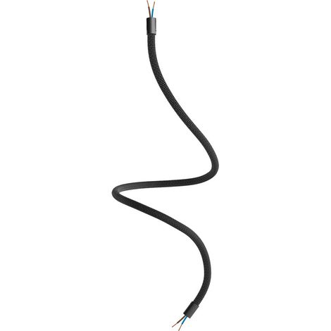 Creative-Cables Kit Rallonge Creative Flex (longueur 90 cm, Ø 10 mm) - RZ30 revêtement en tissu ferré noir et garniture noire - Avec embouts métalliques et accessoires