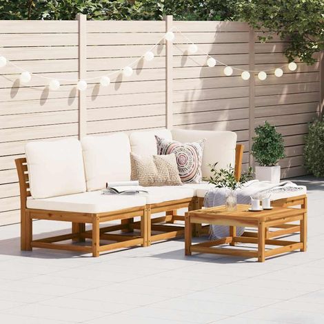 Salon de jardin avec coussins 5 pcs Bois d'acacia solide (1/5)