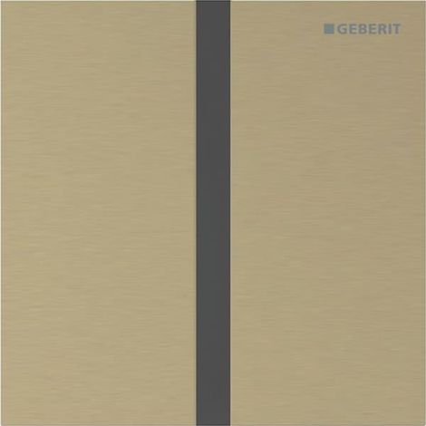 Geberit Typ 40 Urinalsteuerung mit elektr. Spülauslösung, Batteriebetr., Abdeckplatte eckig, Messing gebürstet, Easy to Clean (1/5)