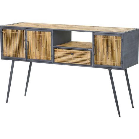 Bambus Metallkonsole Blau Braun 135X41X80 Cm (1/5)
