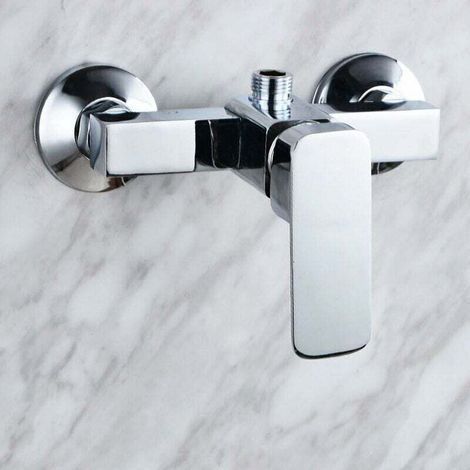 pair Robinet de douche mural moderne chromé avec mitigeur de douche pour eau froide et chaude (1/3)