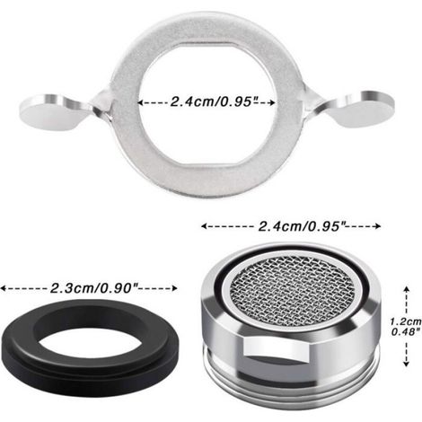 Aérateur Robinet - M24 - 6 Pièces - Filtre Acier Inoxydable SUS 304 et ABS - Diamètre 24 mm - Hauteur 12 mm (1/5)