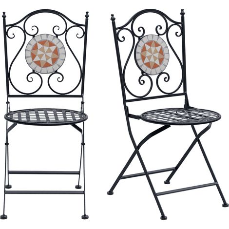 Set aus 2 Mosaik-Klappstühlen, dekorative Garten- und Terrassenmöbel