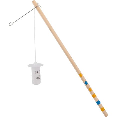 Bâton de Lanterne en Bois avec Petites Lampes LED, env. 30 cm, bâton en Bois Peint avec Crochet métallique pour lanternes, Piles incluses (1/5)