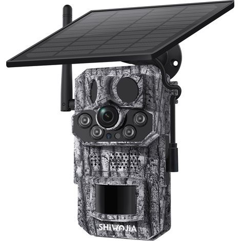 Caméra de Chasse Solaire 4G 2K 3MP avec GPS & Vision Nocturne Infrarouge 25m, IP66 Étanche, Interphone Bidirectionnel & Alerte Anti-intrusion, Détection Animale pour Surveillance Extérieure en Forêt-K (1/5)
