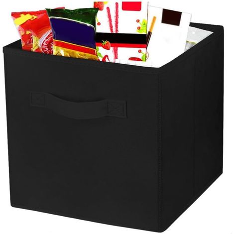 Cube de Rangement 28 x 28 x 28cm, Paniers Rangement pliables en Tissu, Boites de Rangement avec Poignées, Organisateurs pour Vetements, Jouets, Noir (1/5)