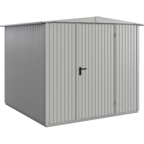 Hörmann Metall-Gerätehaus Berry Classic mit Satteldach Typ 2, 259 x 248 cm, weißaluminium, 6,4 m², 1-flüglige Tür (1/5)