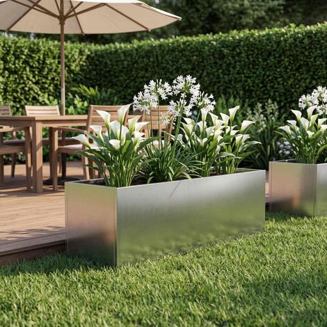 vidaXL Macetero de Jardín Plateado 60 x 20 x 20 cm Acero inoxidable (1/5)
