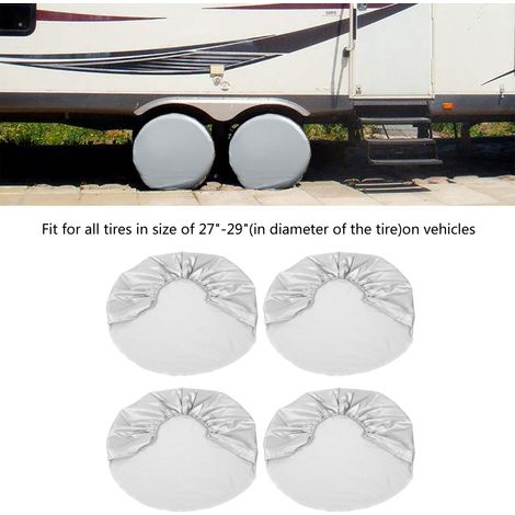Roues Protection Pneu Jante 27-29 Pouces Argenté Housse Anti-Pluie Camion SUV Jeep VR Fourgon Remorque (1/5)