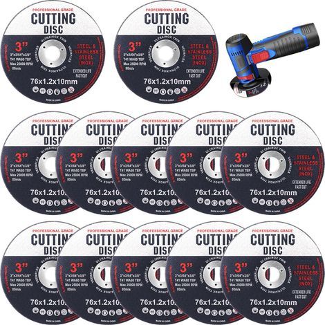 Lot de 12 Disques à Tronçonner 76 mm pour Bois et Métal - Disques à Lamelles Abrasifs Noirs (1/5)