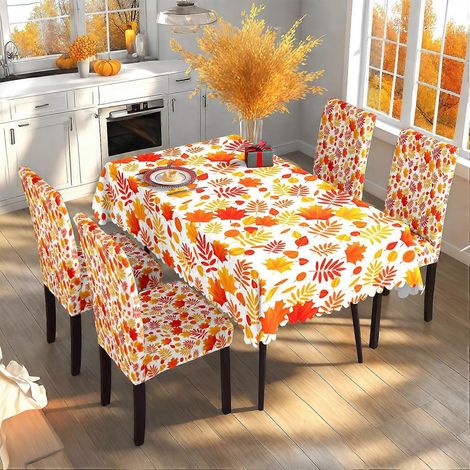 Nappe imprimée automnale et citrouilles, motif Thanksgiving, ensemble TC-305 (140 x 210 cm, imperméable) (1/4)