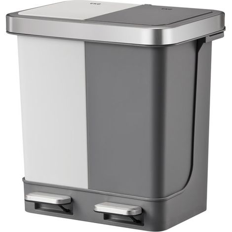 EKO - Poubelle à pédale tri sélectif Hana Duo 10+10 litres - Stainless steel Plastic  - blanc, gris (1/5)