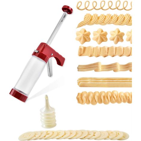 Presse à Biscuits Pistolet à Pâtisserie Machine à Churros Douilles de Glaçage Poche à Douille Stylo de Décoration avec disques et Conseils Kit de Décoration de Gâteaux 8 (1/5)