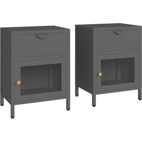 Maison Exclusive - Nachttische 2 Stk. Anthrazit 40x30x54,5 cm Sta