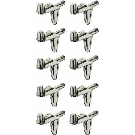 – Lot de 10 taquets en alliage zingué pour encastrement Ø3mm – Fixation solide pour étagères et meubles – Capacité 6,25 kg par pièce (1/2)