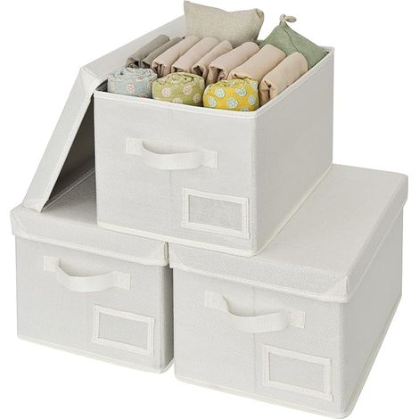 Storage Boxes, Foldable Storage Boxes, Clothes Storage Box, Shelves, Baskets and Rectangular Storage Boxes for Closet, Cream White (1/5)