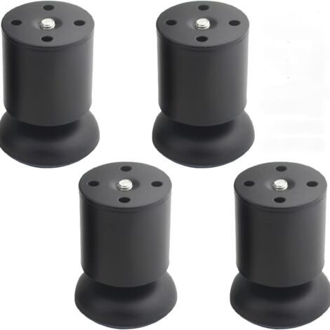 Lot de 4 Pieds Noir - 6cm de Meuble Réglable Pieds de Table en Acier Inoxydable avec Ta (1/4)