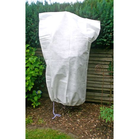 Pflanzen Schutzsack weiß aus Vlies -150 cm - Gartenvlies in Taschenform mit Kordel - Schutzhülle Wintervlies Schutzhaube Abdeckung für Bäume und Sträucher