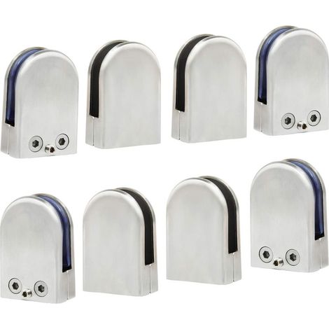 8 PCS (10-12mm) Pince à Verre Porte-Verre En Acier Inoxydable 304 Support de Serrage Clamp Clip Plat Main Courante Fenêtre Balustrade Réglable Escalier Salle de Bains (1/5)