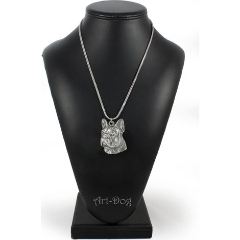 Bulldog francese II - collana con ciondolo a forma di cane su catena d'argento, gioiello unico di Art-Dog (1/5)