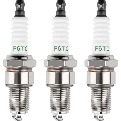 3 Pièces Bougies d'allumage F6TC, Tondeuse Bougie d'Allumage, Bougie d'allumage Borne Solide Remplacer F6TC / F7TC, pour GX120 GX200 GX240 Go Kart Polissage de Travail du Sol de Vélo 168F (1/5)