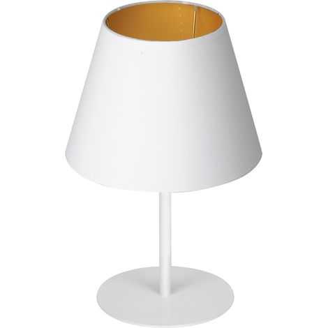 Lampe table blanche 33 cm Arden E27 abat-jour or