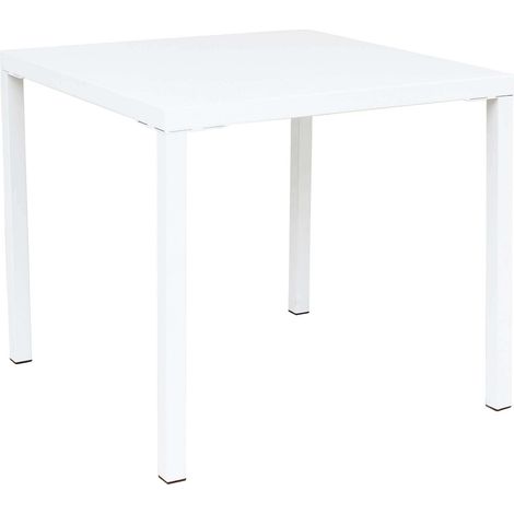 Tavolo quadrato 80x80 cm impilabile salvaspazio da esterno giardino per bar e ristoranti con struttura e piano in acciaio Bolton - White