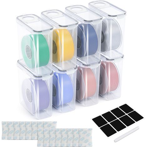 Randaco Boîte de rangement filament 3D 4 L, lot de 8, transparent/noir, anti-humidité avec dessiccant (1/5)