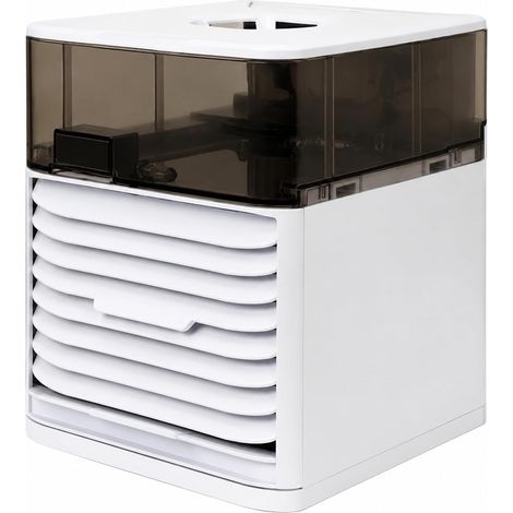 Ventilateur de bureau portable rafraîchissant avec brumisateur, 3 vitesses, silencieux, minuterie et veilleuse pour chambre, bureau, camping ou voiture (1/5)