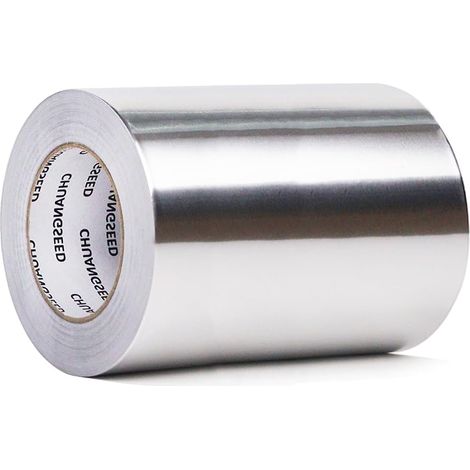 1 rouleau de ruban adhésif en aluminium de 150 mm x 50 m, pour installations de cuisine, blindage et isolation, réparation d'étanchéité, ruban autocollant en aluminium résistant aux hautes (1/5)