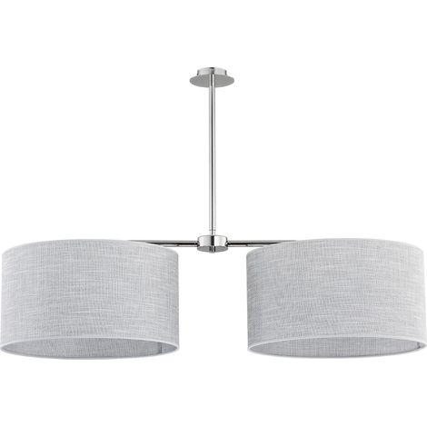 Plafonnier minimaliste argent abat-jour gris 2xE27 Duo (1/2)