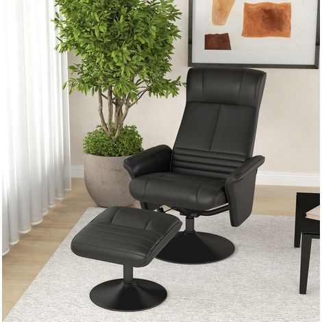 Fauteuil relax pivotant avec repose-pieds noir OKWISH (1/5)