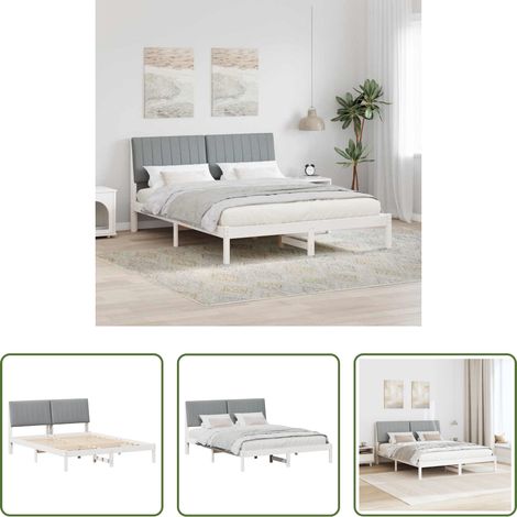 vidaXL Lit king -  Cadre de lit avec tête de lit Blanc 160 x 200 cm Pin massif (1/5)