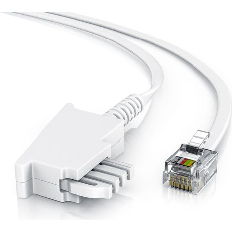 CSL - 20m Telefonkabel TAE-F Stecker auf RJ11 Stecker Int. Norm 6P4C / 4-polig belegt Flachkabel - TAE-F - weiß