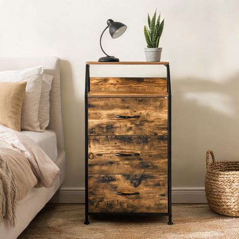 Commode en tissu avec structure en acier et 3 tiroirs rangement (1/5)
